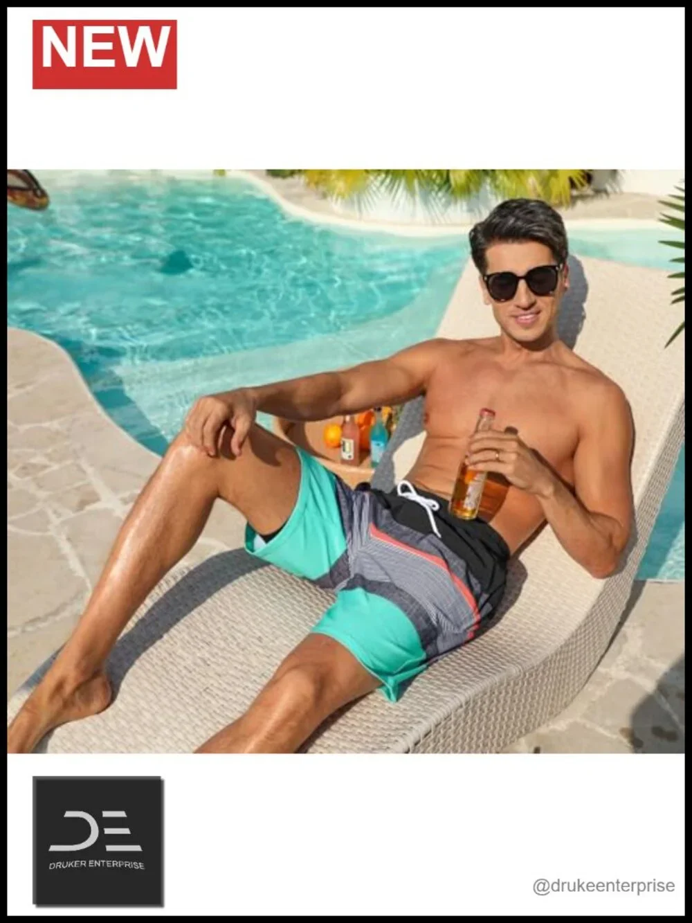 Mens Swim Trunks Quick Dry 9 Inch Beach Shorts with Zip Pockets